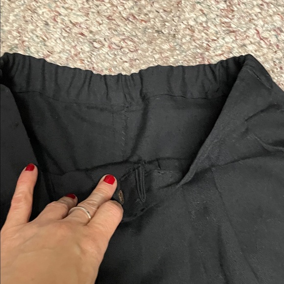 Vintage 90s pleated ultra high waist wide cropped leg Black Pants - Picture 3 of 9